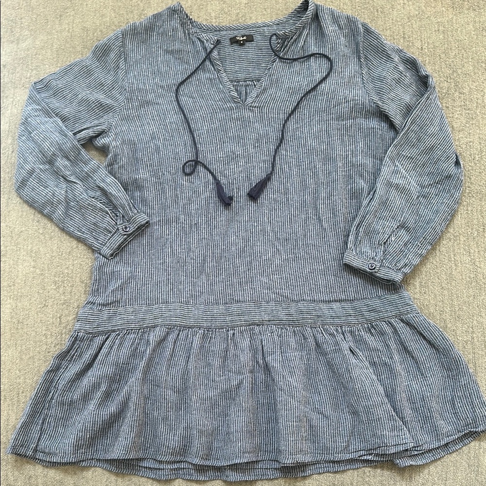 Rails Blue Ruffled Tie Front Dress